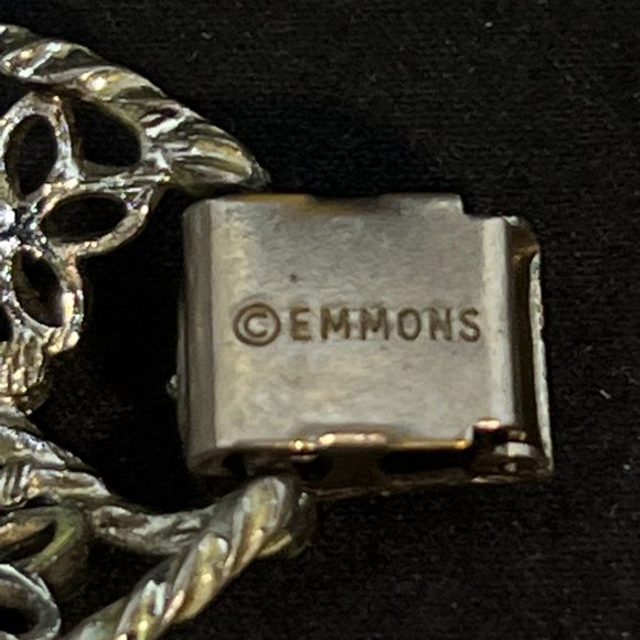 Emmons Silver Tone Floral Open Cutwork Floral Panel Bracelet (4053) - Picture 7 of 8